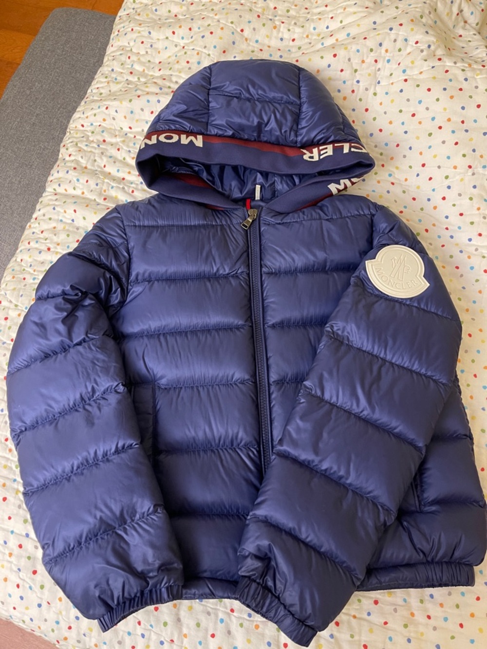 Moncler Kids Navy Blue Hooded Puffer Jacket